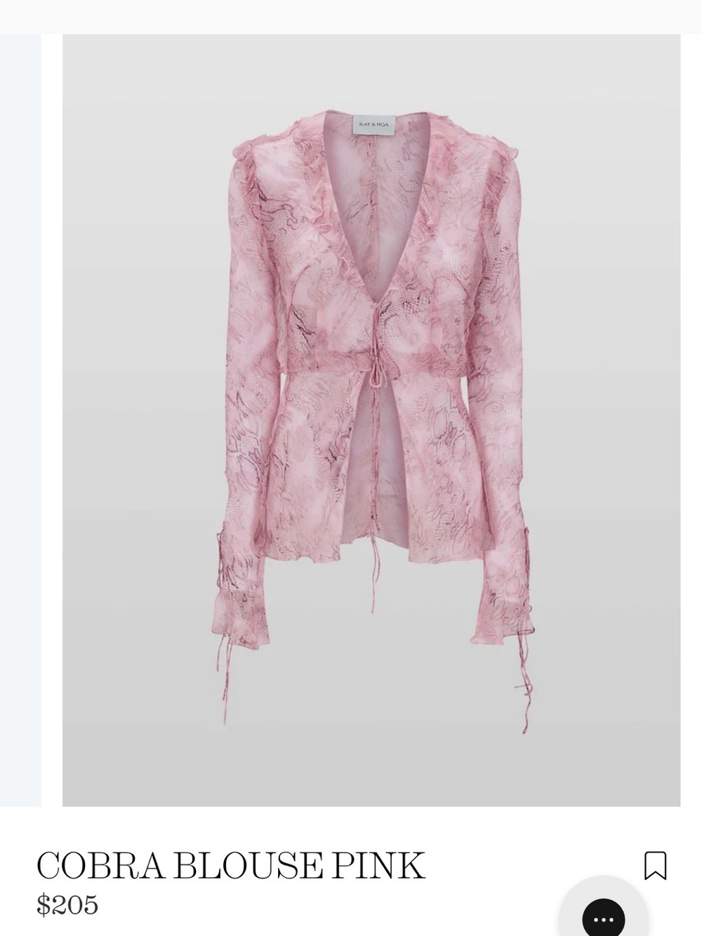 Rat & Boa Pink Sheer Snake-Print Blouse
